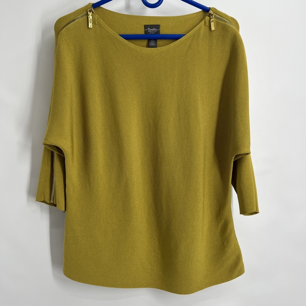 Travelers by Chico's Mustard Yellow Zipper 3/4 Sleeves Sweater Size‎ M